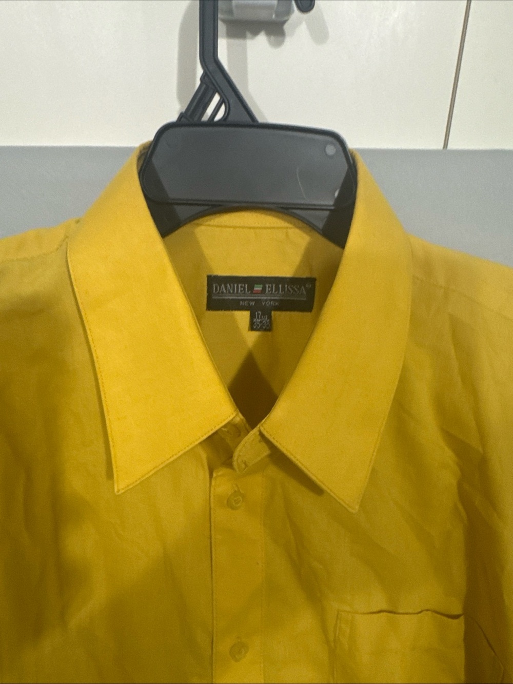 Daniel Ellissa New York Dress Shirt Mustard Long Sleeve Button Up Sz 17.5  35-36